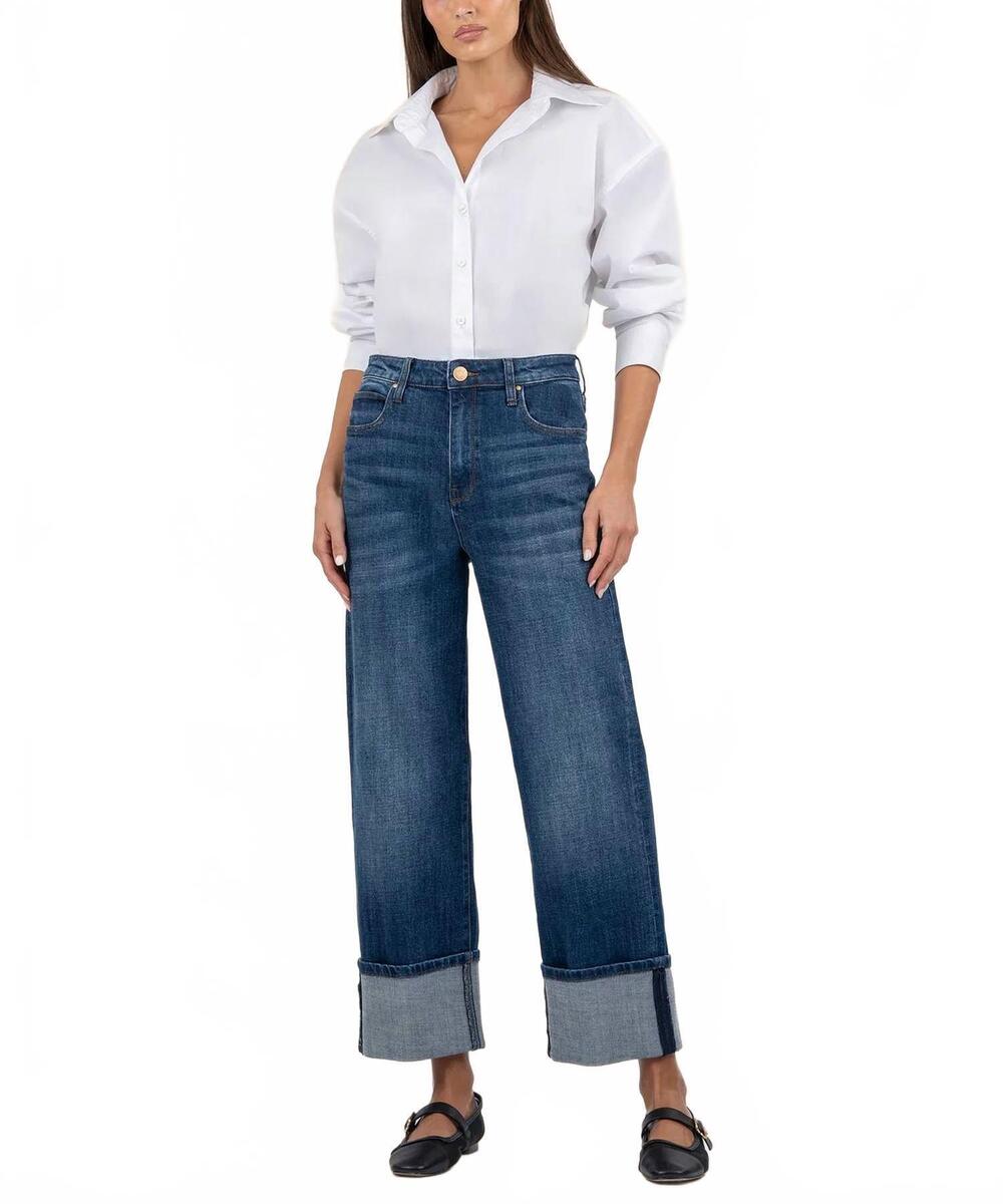 NEW KUT FROM THE KLOTH sienna high rise wide leg jeans in clarity